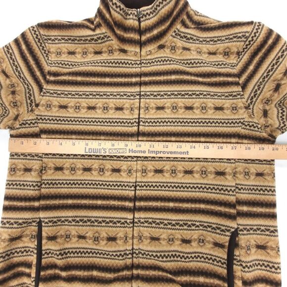 NEW Uniqlo Fleece Full Zip Jacket Teddy Sweater Brown Fair Isle Gorpcore Large - Picture 4 of 6